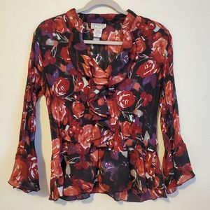 BETHANY Floral Semi-sheer Blouse